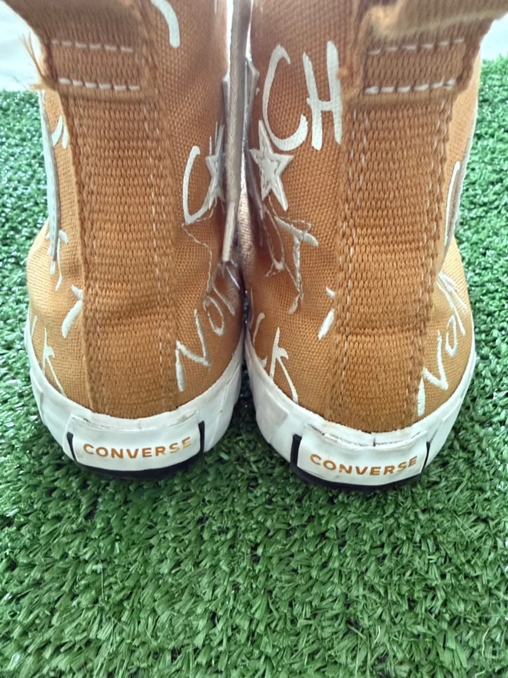 Kids Converse UNT1TL3D High 'Not A Chuck' sneakers in Golden Tan/White.
